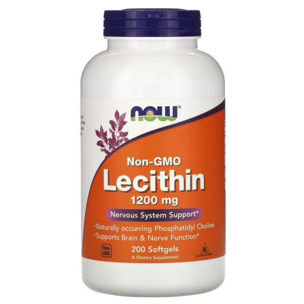 Лецитин, Lecithin, Now Foods, 1200 мг, 200 гелевих капсул