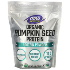 Протеїн із насіння гарбуза органік, без ароматизаторів, Pumpkin Seed Protein Now Foods, 454 г, Sports
