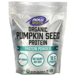 Протеин из семян тыквы органик, без ароматизаторов, Pumpkin Seed Protein Now Foods, 454 г, Sports