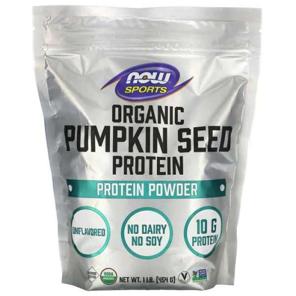 Протеїн із гарбузового насіння, Pumpkin Seed Protein, Now Foods, Sports, без ароматизаторів, органік, порошок, 454 г
