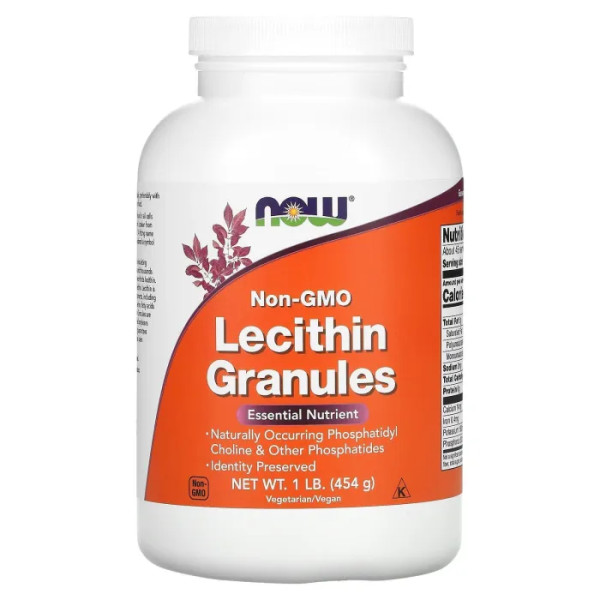 Лецитин в гранулах, Lecithin, Now Foods, без ГМО, 454 г
