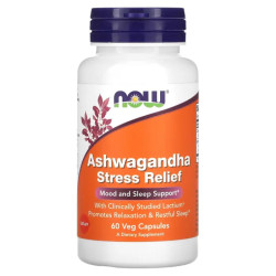 Ашваганда для зняття стресу, Now Foods Ashwagandha Stress Relief, 60 вегетаріанських капсул