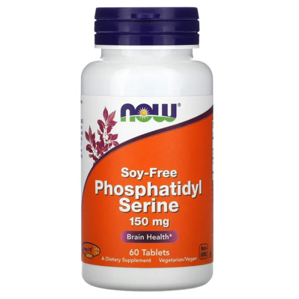 Фосфатидилсерин, Phosphatidyl Serine, Now Foods, без сои, 150 мг, 60 таблеток