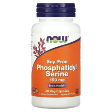 Фосфатидилсерин 150 мг, без сої, Now Foods Phosphatidyl Serine, 60 вегетаріанських капсул