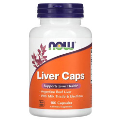 Підтримка печінки з порошком яловичої печінки, NOW Foods Liver Caps, 100 капсул