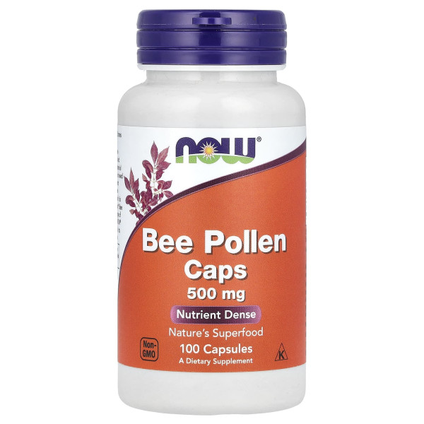 Бджолиний пилок, перга, Bee Pollen, NOW Foods, 1000 мг, 100 капсул (500 мг у капсулі)