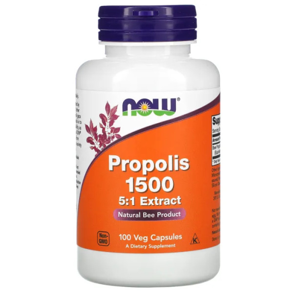 Прополис, Propolis 1500, NOW Foods, 100 вегетарианских капсул