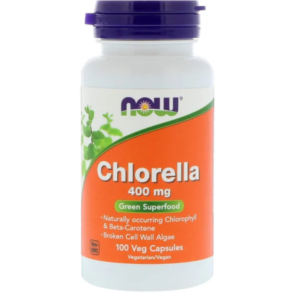 Хлорела (Chlorella), Now Foods, 400 мг, 100 капсул
