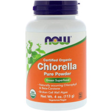 Хлорелла, Now Foods Chlorella, сертифицированный органический порошок, 113 грамм