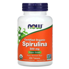 Спіруліна 500 мг, органік, NOW Foods Spirulina, 200 таблеток