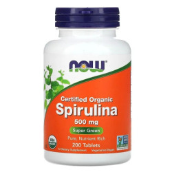 Спирулина 500 мг, органик, NOW Foods Spirulina, 200 таблеток