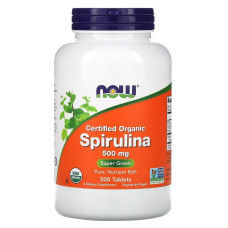 Спіруліна, Now Foods Spirulina, сертифікована, органічна, 500 мг, 500 таблеток