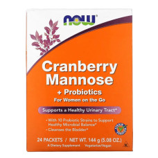 Клюва, Маноза + пробіотики, Cranberry Mannose + Probiotics, Now Foods, 24 шт по 6 г.