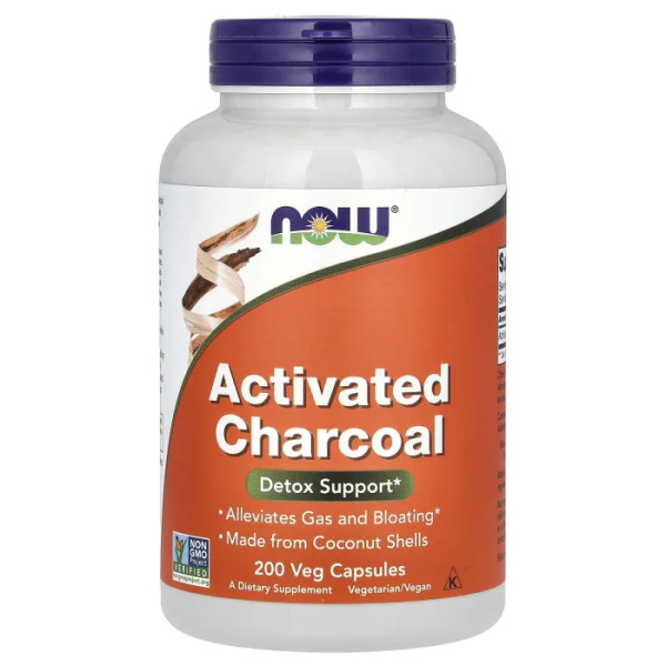 Активоване вугілля, Activated Charcoal, NOW Foods, 200 рослинних капсул