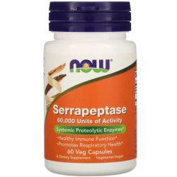 Серрапептаза 33 мг, Now Foods Serrapeptase, 60 вегетарианских капсул