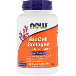Коллаген BioCell тип II гидролизованный, Now Foods BioCell Collagen, 120 вегетарианских капсул