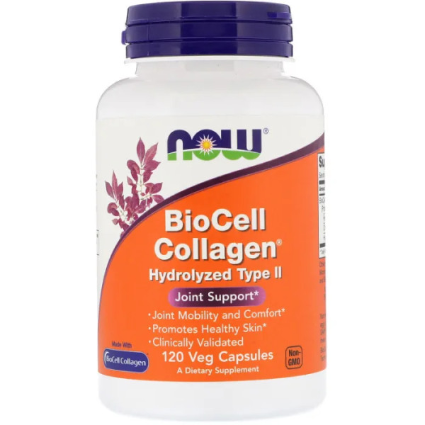 Колаген Біосил тип II, BioCell Collagen, Now Foods, гідролізований, 120 вегетаріанських капсул
