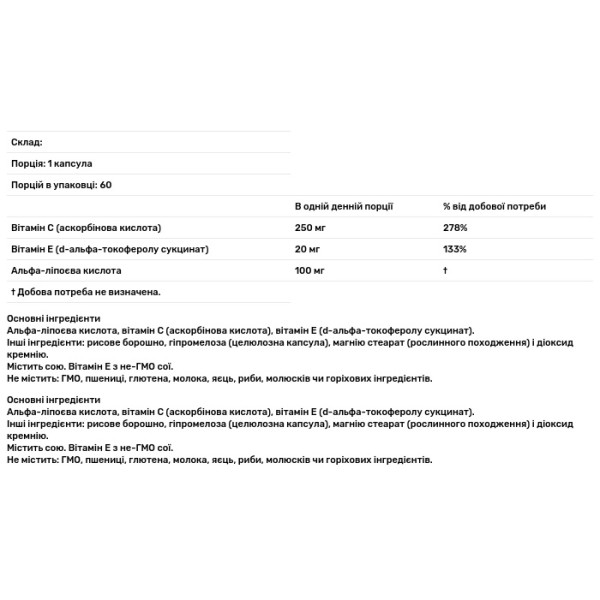 Альфа-ліпоєва кислота, Alpha Lipoic Acid, Now Foods, 100 мг, 60 капcул