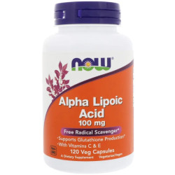 Альфа ліпоєва кислота 100 мг, NOW Foods Alpha Lipoic Acid, 120 вегетаріанських капсул