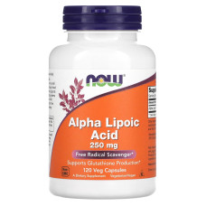 Альфа-липоевая кислота 250 мг, Now Foods Alpha Lipoic Acid, 120 вегетаріанських капсул