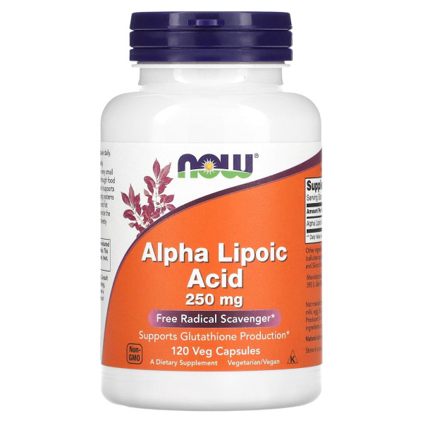 Альфа-ліпоєва кислота, Alpha Lipoic Acid, Now Foods, 250 мг, 120 вегетаріанських капсул