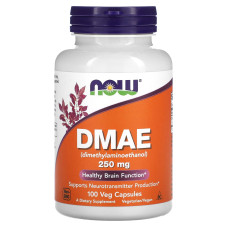 Диметиламиноэтанол, NOW Foods DMAE, 250 мг, 100 вегетарианских капсул