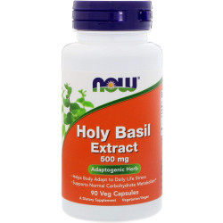 Базилик священный, NOW Foods Holy Basil, 500 мг, 90 вегетарианских капсул
