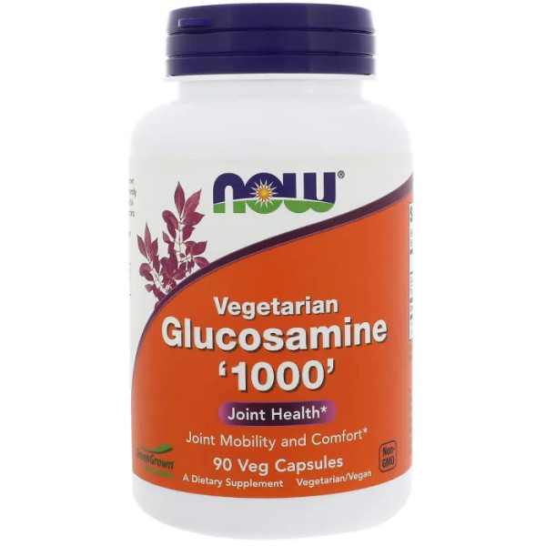 Глюкозамін вегетаріанський, Vegetarian Glucosamine, Now Foods, 1000 мг, 90 рослинних капсул