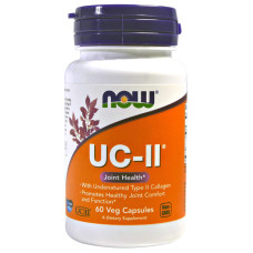 Коллаген тип II, Now Foods Collagen, для здоров'я суглобів, неденатурований, 60 вегетаріанських капсул.