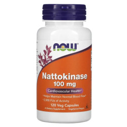 Наттокиназа 100 мг, Now Foods Nattokinase, 120 вегетарианских капсул