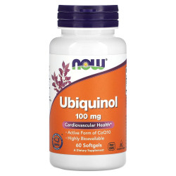 Убихинол, Now Foods Ubiquinol, 100 мг, 60 гелевых капсул