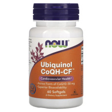 Убихинол 50 мг, Now Foods Ubiquinol CoQH-CF, 60 гелевых капсул