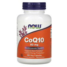 Коензим Q10 60 мг, Now Foods CoQ10, 180 вегетаріанських капсул