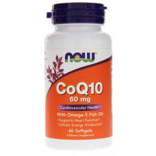 Коензим Q10 60 мг, з омега 3, Now Foods CoQ10, 60 гелевих капсул