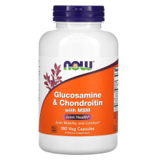 Глюкозамін і хондроїтин з MSM, NOW Foods Глюкозамін та хондроїтин з MSM, 180 рослинних капсул