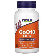 Коензим Q10, Now Foods CoQ10, 200 мг, 60 вегетаріанських капсул