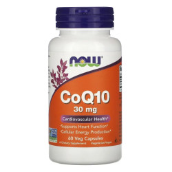 Коензим Q10 30 мг, Now Foods CoQ10, 60 вегетаріанських капсул
