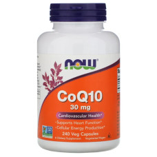 Коэнзим Q10 30 мг, Now Foods CoQ10, 240 вегетарианских капсул