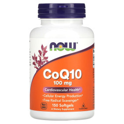 Коензим Q10, Now Foods CoQ10, 100 мг, 150 гелевих капсул