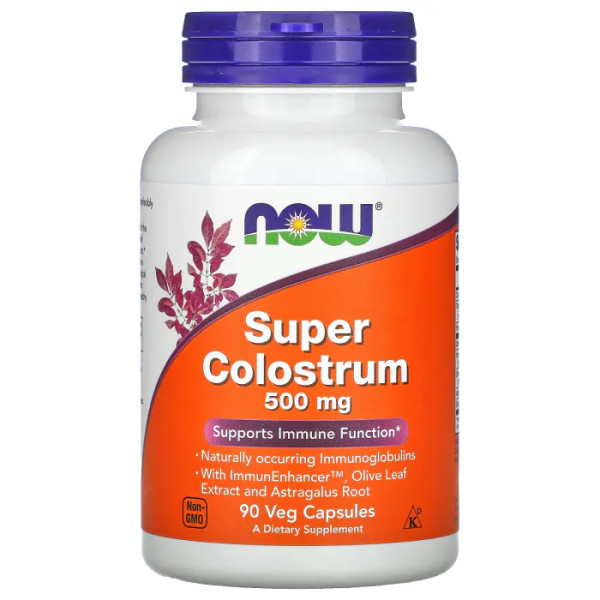 Колострум супер, підтримка імунітету, Super Colostrum, Now Foods, 500 мг, 90 вегетаріанських капсул