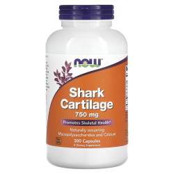 Акулячий хрящ, Now Foods Shark Cartilage, 750 мг, 300 капсул