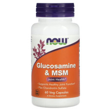 Глюкозамін з MSM, Now Foods Glucosamine MSM, 60 рослинних капсул
