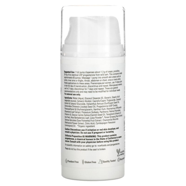 Крем з прогестероном, Cream Progesterone, Now Foods, Solutions, балансуючий крем для шкіри, без запаху, 85 г
