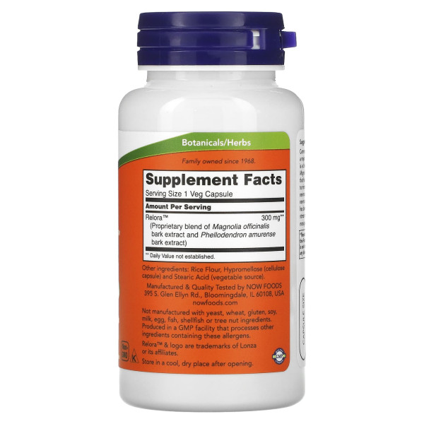 Зниження кортизолу, релора, Relora, Now Foods, 300 мг, 60 вегетаріанських капсул