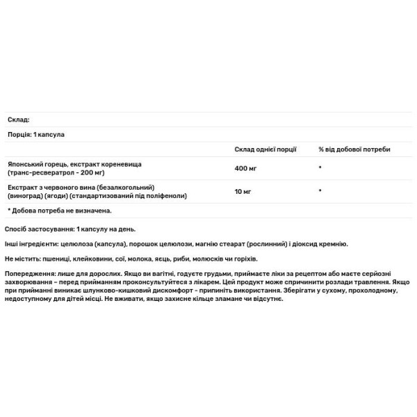 Ресвератрол, Resveratrol, NOW Foods, 200 мг, 60 вегетаріанських капсул