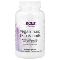 Формула для волос кожи и ногтей, Now Foods Solutions Hair Skin & Nails, 90 вегетарианских капсул
