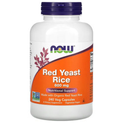Червоний дріжджовий рис 600 мг, Now Foods Red Yeast Rice, 240 вегетаріанських капсул