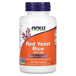 Красный дрожжевой рис 1200 мг, NOW Foods Red Yeast Rice, 120 вегетарианских капсул (600 мг в капсуле)