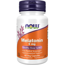 Мелатонин 5 мг, Now Foods Melatonin, 60 вегетарианских капсул