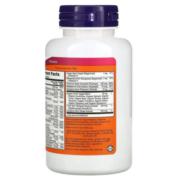 Мультивітаміни та мінерали, Daily Vits, Now Foods, 1 на день, 120 вегетаріанських капсул